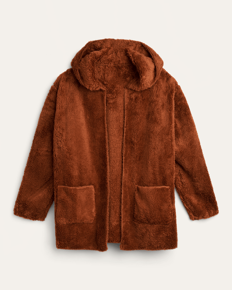 Plus Size Henrietta Teddy Fleece Cardigan Brown